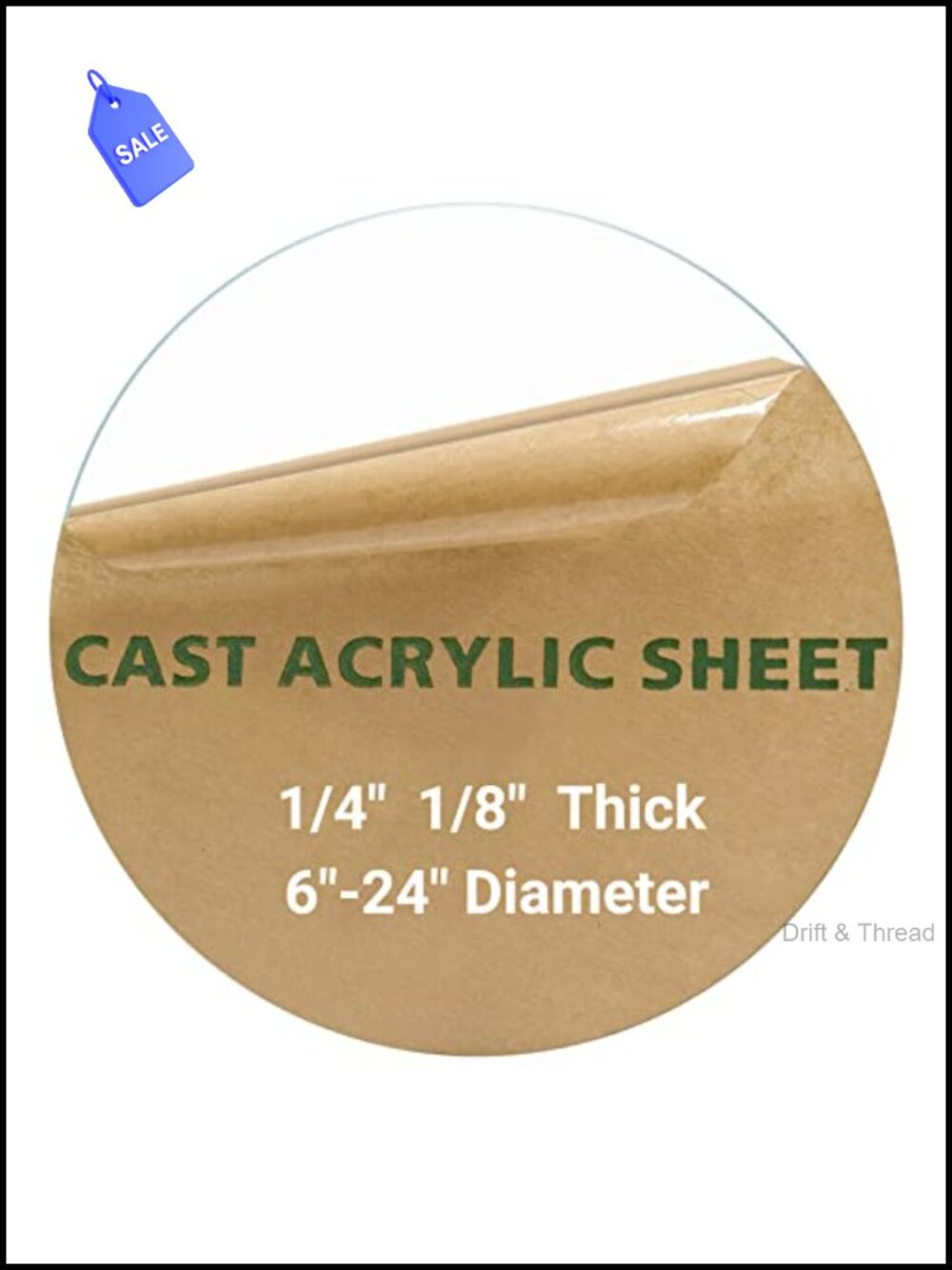 1 Pack 1/4" Round Plexiglass Sheet 12 Inch Diameter Clear Acrylic Circle Cake